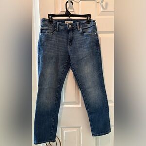 Warp + Weft Medium Blue Denim Jeans with Brown Stitching